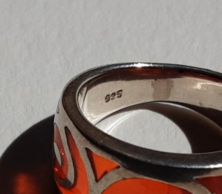 Anillo Plata 925 Espiral Naranja