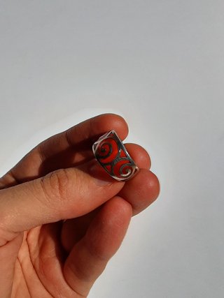 Anillo Plata 925 Espiral Naranja