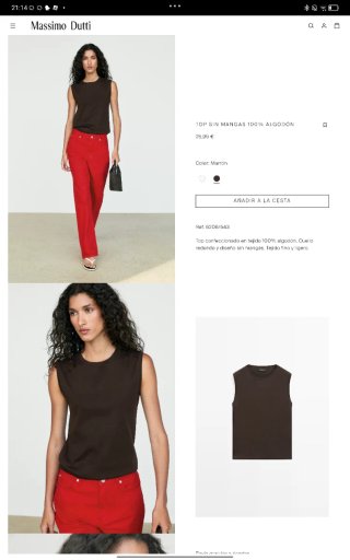 Camiseta sin mangas Massimo Dutti marrón L