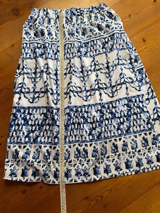 Gonnellone cotone bianco disegni blu