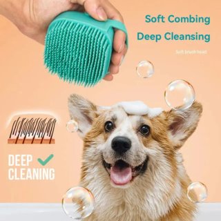 Cepillo para mascotas con dispensador de jabón