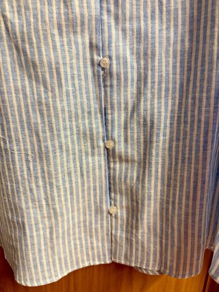 Blusa de rayas azules con volantes - Zara Talla S