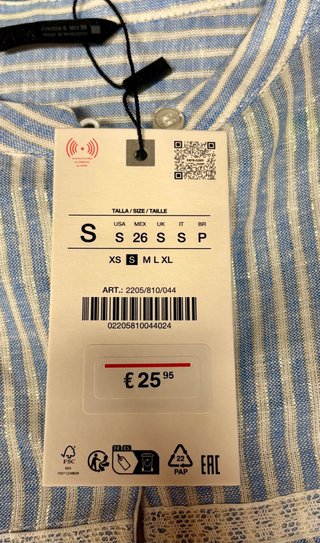 Blusa de rayas azules con volantes - Zara Talla S
