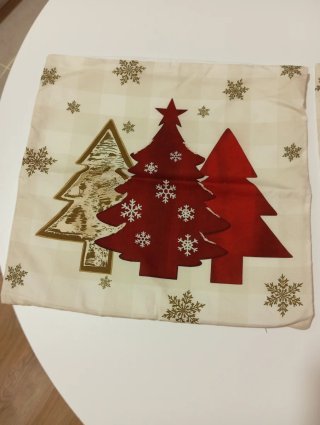 Dos fundas Cojín Navideñas Rojo y Dorado