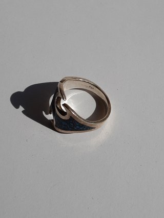 Anillo Plata Diseño Abstracto Multicolor