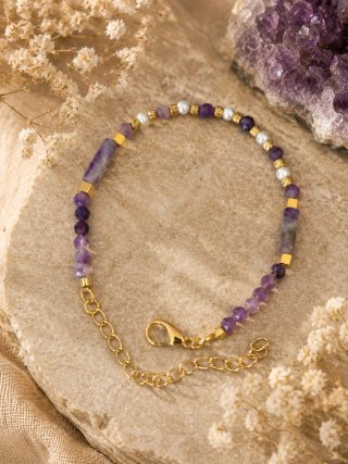 Pulsera de amatista y perlas