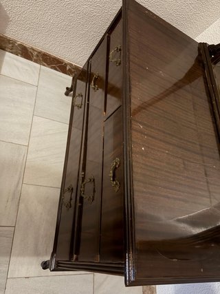 Mueble tocador antiguo madera y cristal