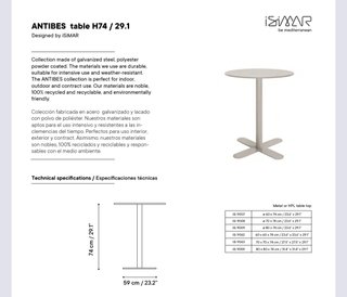 Mesa alta redonda metálica,x jardín Antibes Isimar