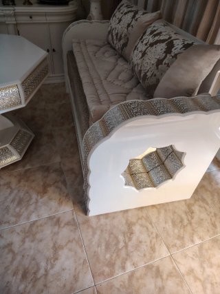 Sofá Marroquí Beige y Dorado