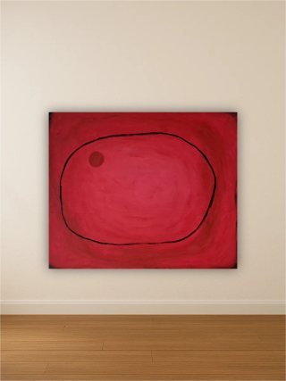 Cuadro abstracto rojo negro pintado a mano