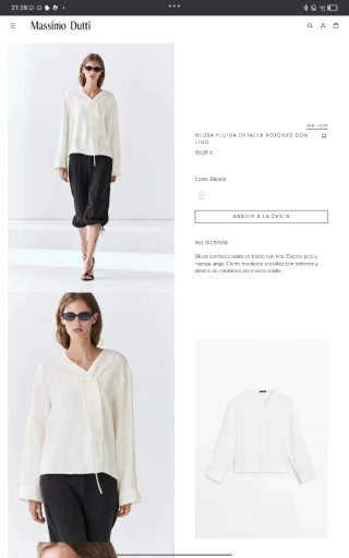 Blusa Massimo Dutti Blanca Lino L
