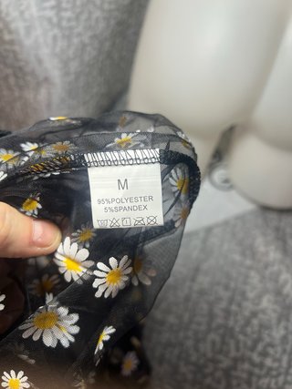 Top Malla Transparente Flores