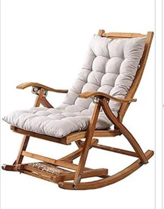 Sedia a Dondolo in Legno per Esterni Beige