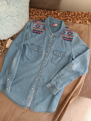 Camicia jeans H&M ricami etnici