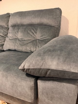Sofá 2 plazas 180cm gris tela Azul petroleo