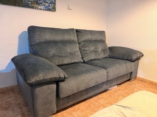 Sofá 2 plazas 180cm gris tela Azul petroleo