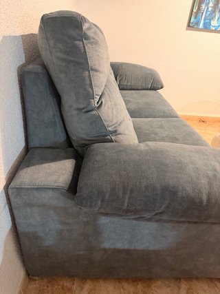 Sofá 2 plazas 180cm gris tela Azul petroleo