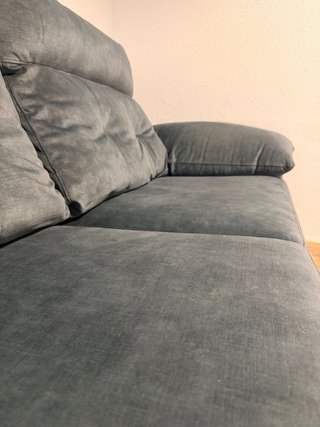 Sofá 2 plazas 180cm gris tela Azul petroleo