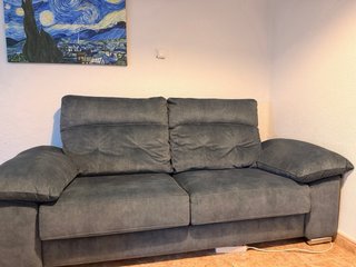 Sofá 2 plazas 180cm gris tela Azul petroleo