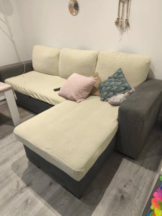 Sofá modular beige y gris