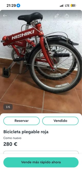 Bicicleta Plegable Nishiki Roja