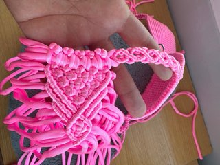 Bikini Macramé Lujo Rosa Nuevo con hombreras