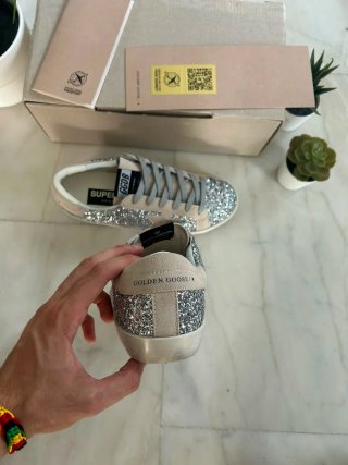 Golden Goose Sneakers Glitter Beige Argento