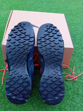 Zapatillas de montaña Salewa azules y rosas
