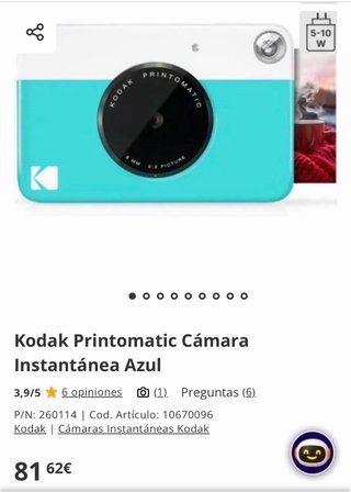 Cámara Instantánea Kodak Printomatic Azul