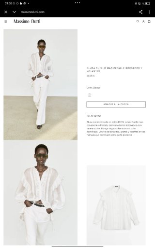 Blusa Massimo Dutti Blanca con Volantes XS/S
