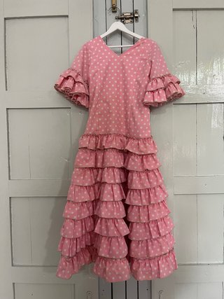 Vestido Flamenca Rosa Lunares
