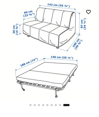 Sofá Cama Ikea Gris 2 Plazas