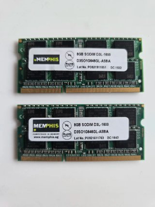 2x RAM Memphis DDR3 8GB sodimm (Total 16gb)