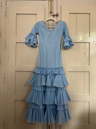 Vestido Flamenco Azul con Lunares