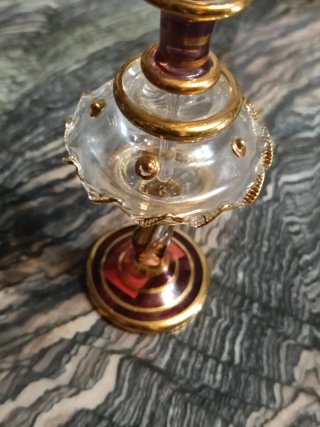Perfumero Egipcio Vidrio Dorado
