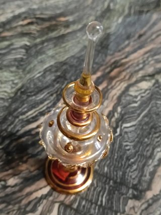 Perfumero Egipcio Vidrio Dorado
