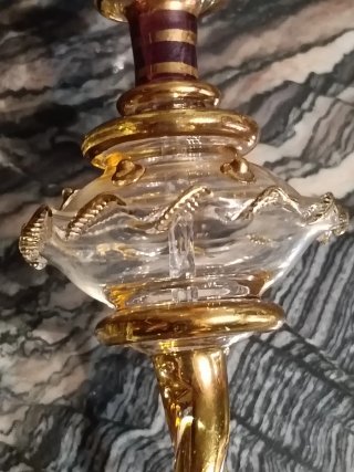 Perfumero Egipcio Vidrio Dorado
