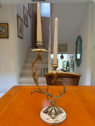 Candelabro Rococó 2 Brazos Mármol
