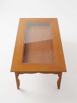 Mesa de centro elevable de madera y cristal