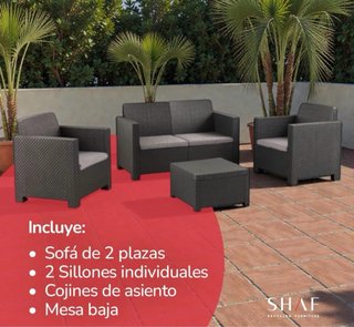 Conjunto Muebles Jardín Exterior Negro