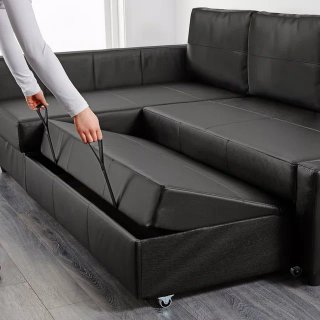 Sofá Cama Chaise-Longue Friheten Ikea Negro