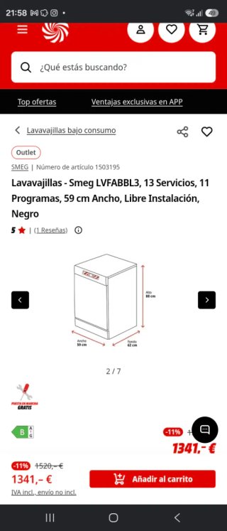 Lavavajillas Smeg Negro 13 servicios