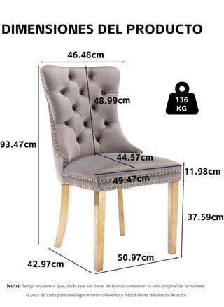Conjunto 6 Sillas Comedor Terciopelo Gris