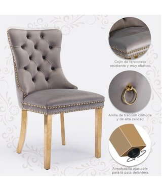 Conjunto 6 Sillas Comedor Terciopelo Gris