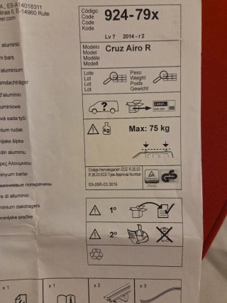 Barras techo railing elevado Cruz Airo R 128cm