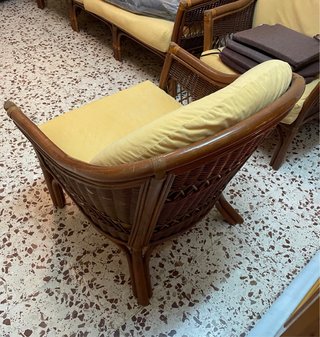 2 Sillones Mimbre Marrón y Amarillo