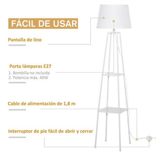 Lámpara de Pie Trípode de Metal Casquillo E27 Tara