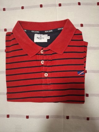 Camisa Polo Pepe Jeans Rayas Roja Azul XXL
