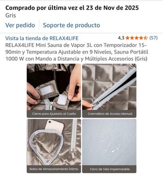 Mini Sauna Portátil HOMASIS Gris
