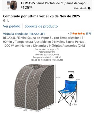 Mini Sauna Portátil HOMASIS Gris